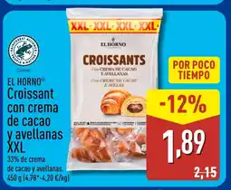 ALDI EL HORNO Croissant con crema de cacao y avellanas XXL oferta