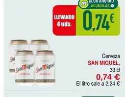 mYm supermercados SAN MIGUEL Cerveza oferta