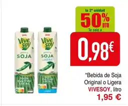 mYm supermercados VIVESOY Bebida de Soja Original o Ligera oferta