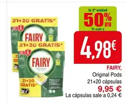 mYm supermercados FAIRY, Original Pods 21+20 cápsulas oferta