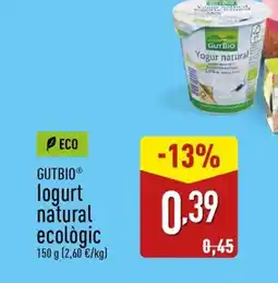 ALDI GUTBIO logurt natural ecològic oferta