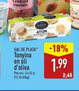 ALDI SAL DE PLATA Tonyina en óli d'oliva oferta