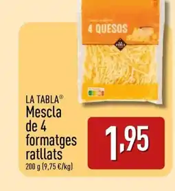 ALDI LA TABLA Mescla de 4 formatges ratllats oferta