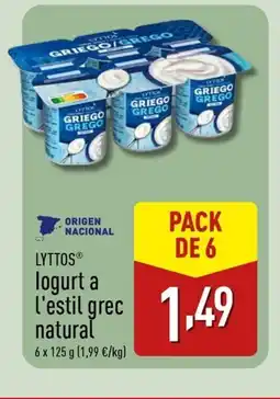 ALDI LYTTOS iogurt a l'estil grec natural oferta