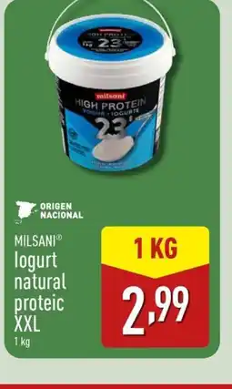 ALDI MILSANI logurt natural proteic XXL oferta