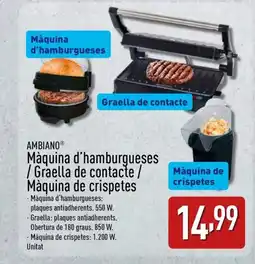 ALDI AMBIANO Màquina d'hamburgueses Graella de contacte/ Màquina de crispetes oferta