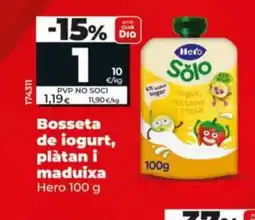 Dia HERO Bosseta de iogurt, plàtan i maduixa oferta