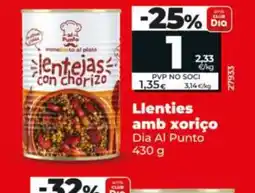 Dia DIA AL PUNTO Llenties amb xoriço oferta