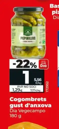 Dia DIA VEGECAMPO Cogombrets gust d'anxova oferta