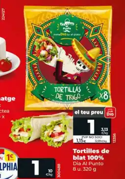 Dia DIA AL PUNTO Tortilles de blat 100% oferta