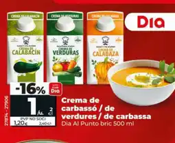 Dia DIA AL PUNTO Crema de carbassó / de verdures/ de carbassa oferta