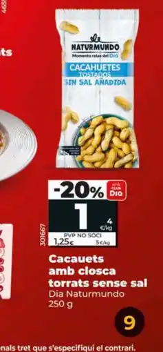 Dia DIA NATURMUNDO Cacauets amb closca oferta