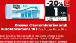 Dia DIA SUPER PACO Bosses d'escombraries autotancament 10 oferta