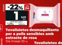 Dia DIA IMAQE Tovalloletes desmaquillants per a pells sensibles amb extracte de rosa oferta