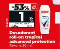 Dia REXONA Desodorant roll-on tropical advanced protection oferta