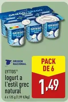 ALDI Grego - logurt a l'estil grec natural oferta