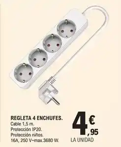E.Leclerc Tm electron - regleta 4 enchufes oferta