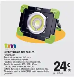 E.Leclerc Tm electron - luz de trabajo 20w cob led oferta