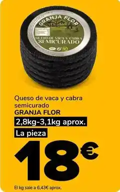 Granja flor - queso de vaca y cabra semicurado