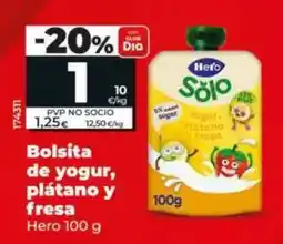 Dia Hero - bolsita de yogur, plátano y fresa 100 g oferta