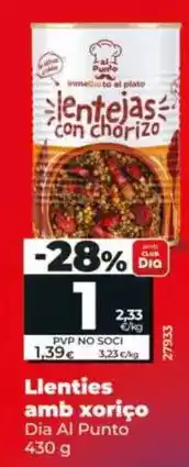 Dia Dia al punto - lentejas con chorizo oferta