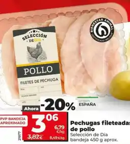 Dia Seleccion de dia - pechugas fileteadas de pollo bandeja 450 g aprox oferta
