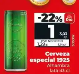 Dia Alhambra - cerveza especial 1925 lata 33 cl oferta