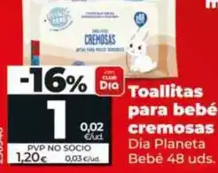 Dia Dia planeta bebé - toallitas para bebé cremosas 48 uds oferta