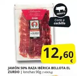 Supermercados MAS Mas - jamón 50% raza ibérica bellota oferta