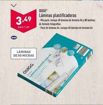 ALDI Quigg Láminas Plastificadoras oferta