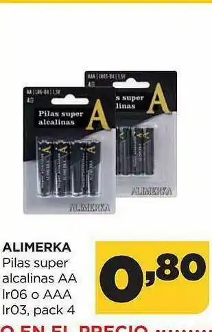 Alimerka Alimerka Pilas Super Alcalinas Aa Ir06 O Aaa Ir03 oferta