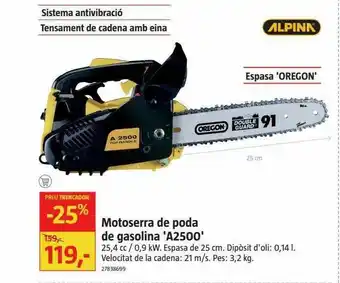 Bauhaus Motoserra De Poda De Gasolina 'a2500' Alpina oferta