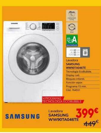 Conforama Lavadora Samsung Ww90ta046te oferta