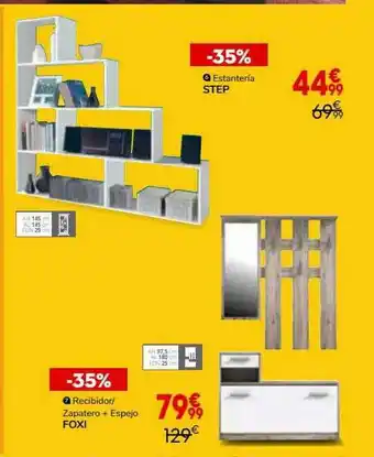 Conforama Estantería Step Recibidor Zapatero + Espejo Foxi oferta