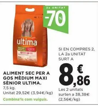 Hipercor 2a Unitat -70% Aliment Sec Per A Gos Mèdium Maxi Sènior Ultima oferta