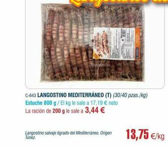 Abordo Langostino Mediterráneo (t) oferta