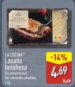 ALDI La cocinera - lasana bolonesa oferta