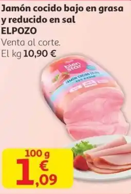 Alcampo ELPOZO Jamón cocido bajo en grasa y reducido en sal oferta