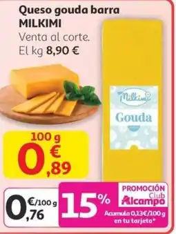 Alcampo MILKIMI Queso gouda barra oferta