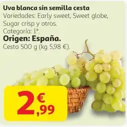 Alcampo Uva blanca sin semilla cesta oferta