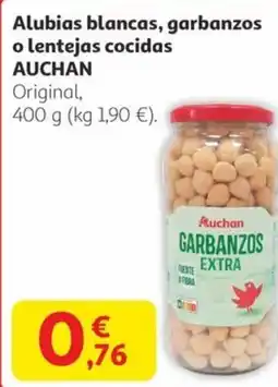 Alcampo AUCHAN Alubias blancas, garbanzos o lentejas cocidas oferta