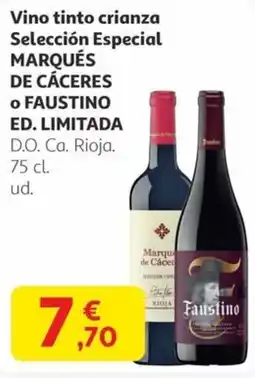 Alcampo MARQUÉS DE CÁCERES o FAUSTINO ED. LIMITADA Vino tinto crianza Selección Especial oferta