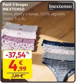 Alcampo INEXTENSO Pack 5 bragas oferta