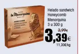 FROIZ MENORQUINA Helado sandwich Honeycomb oferta