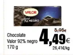 FROIZ VALOR Chocolate 92% negro oferta