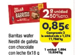 FROIZ Barritas wafer Nestlé de galleta con chocolate con leche oferta