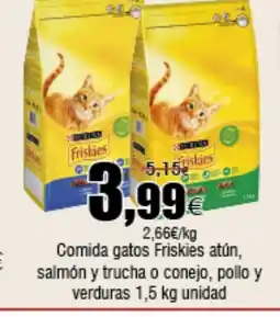 FROIZ FRISKIES Comida gatos atún, salmón y trucha o conejo, pollo y verduras oferta