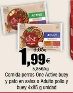 FROIZ Comida perros One Active buey y pato en salsa o Adulto pollo y buey oferta