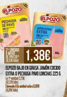 Claudio ELPOZO Bajo en grasa jamón cocido extra o pechuga pavo lonchas oferta