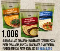 Claudio Queso rallado sanabria 4 variedades especial pizza- pasta-ensaladas, especial gratinados o mozzarella fundido especial pizza oferta